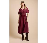 Dorothy Perkins Women's Flutter Sleeve Midi Dress in Wine | Size: 16