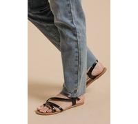 Dorothy Perkins Women's Forestor Faux Leather Snake Print Multi Strap Flat Sandals in Black | Size: 5