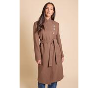 Dorothy Perkins Women's Funnel Neck Belted Coat in Oatmeal | Size: 16 Dorothy Perkins Oatmeal 16