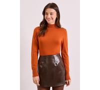 Dorothy Perkins Women's Funnel Neck Button Cuff Longline Jumper in Cinnamon | Size: XL