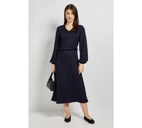Dorothy Perkins Women's Gingham Frill Scoop Neck Blouson Sleeve Jersey Midi Dress | Size: 12