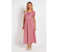 Dorothy Perkins Women's Gingham Ruched Bust Midi Dress in Red | Size: 12 Dorothy Perkins Red 12