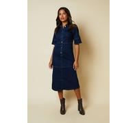 Dorothy Perkins Women's Half Placket Denim Shirt Dress in Dark Wash | Size: 16 Dorothy Perkins Dark Wash 16