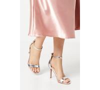 Dorothy Perkins Womens Heeled Sandals Silver High Stiletto Adjustable Buckle