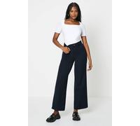Dorothy Perkins Women's High Waist Wide Leg Tab Trouser in Navy | Size: 12 Dorothy Perkins Navy 12