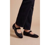 Dorothy Perkins Jaz Velvet Studded Mary Jane Flats