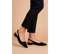Dorothy Perkins Women's Jerry Faux Suede Slingback Pointed Flat Shoes in Natural Black | Size: 4