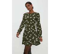 Dorothy Perkins Women's Khaki Floral Mini Dress | Size: 10