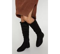 Dorothy Perkins Womens Knee High Boots Stylish Wide Fit Ruched Black Booties