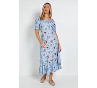 Dorothy Perkins Women's Lace Trim Collar Detail Midi Dress in Blue | Size: 16