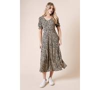 Dorothy Perkins Women's Leopard Print Short Sleeve Jersey Midi Dress | Size: 12 Dorothy Perkins Leopard 12