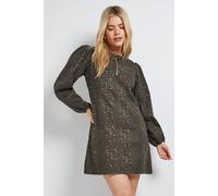 Dorothy Perkins Women's Leopard Zip Front Denim Mini Dress | Size: 16 Dorothy Perkins Leopard 16