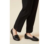 Dorothy Perkins Womens Loafer Flats Chic Tassel Slip On Black Faux Leather