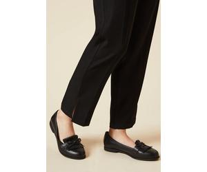 Dorothy Perkins Womens Loafer Flats Chic Tassel Slip On Black Faux Leather
