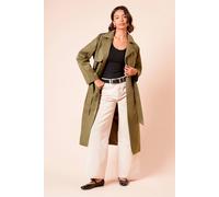 Dorothy Perkins Women's Longline Double Breasted Belted Trench Coat in Khaki | Size: 16 Dorothy Perkins Khaki 16