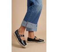 Dorothy Perkins Maxine Faux Leather Mary Jane Espadrille Flats, 7, Black