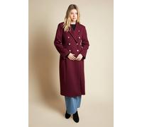 Dorothy Perkins Women's Midi Length Fitted Military Coat in Burgundy | Size: 10