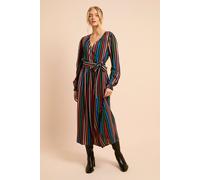 Dorothy Perkins Women's Multi Stripe Printed Wrap Dress | Size: 14