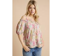 Dorothy Perkins Multi Tie Front Cold Shoulder Long Sleeve Top, 14, Multi