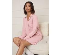 Dorothy Perkins Women's Nightwear Tipped Pyjama Shirt in Pink | Size: Large