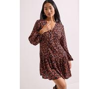 Dorothy Perkins Women's Orange Ditsy Print Dropped Seam Detail Wrap Front Mini Dress | Size: 8