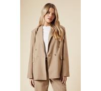 Dorothy Perkins Women's Oversized Double Breasted Stripe Blazer in Stone | Size: 16 Dorothy Perkins Stone 16