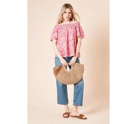 Dorothy Perkins Women's Patchwork Animal Bardot Double Frill Sleeve Top | Size: 10 Dorothy Perkins Multicolor 10