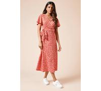 Dorothy Perkins Women's Petite Animal Wrap Front Jersey Midi Dress | Size: 8 Dorothy Perkins Animal 8