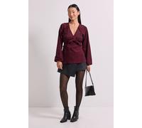 Dorothy Perkins Women's Petite Berry Animal Empire Seam Frill Detail Printed Jersey Top | Size: 12 Dorothy Perkins Berry 12