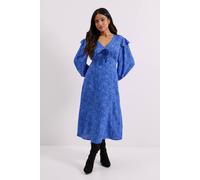 Dorothy Perkins Women's Petite Blue Animal Contrast Bow Detail Frill Printed Midaxi Dress | Size: 8 Dorothy Perkins Animal 8