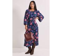 Dorothy Perkins Women's Petite Blue Floral Empire Seam Split Detail Printed Midi Dress | Size: 6 Dorothy Perkins Floral 6