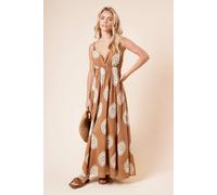 Dorothy Perkins Women's Petite Brown Embroidered Midi Dress | Size: 8