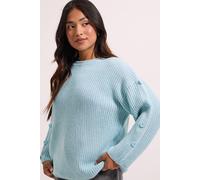 Dorothy Perkins Women's Petite Button Overarm Jumper in Blue | Size: Large Dorothy Perkins Blue L