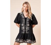 Dorothy Perkins Women's Petite Cornelli Poplin Mini dress in Black | Size: 8 Dorothy Perkins Black 8