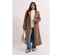 Dorothy Perkins Women's Petite Cuff Detail Buttoned Longline Coat in Mocha | Size: 6