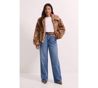 Dorothy Perkins Women's Petite Deer Print Fur Coat in Brown | Size: 8 Dorothy Perkins Brown 8