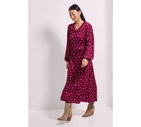 Dorothy Perkins Women's Petite Ditsy Floral Frill Scoop Neck Blouson Sleeve Jersey Midi Dress | Size: 14 Dorothy Perkins Floral 14