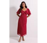 Dorothy Perkins Women's Petite DP Luxe Bow Front Puff Sleeve Metallic Midaxi Dress in Red | Size: 6 Dorothy Perkins Red 6