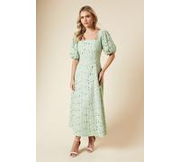 Dorothy Perkins Women's Petite DP Luxe Lace Puff Sleeve Midi Dress in Sage | Size: 12 Dorothy Perkins Sage 12