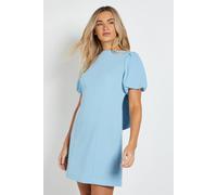 Dorothy Perkins Women's Petite DP Luxe Puff Sleeve Bow Back Mini Dress in Pale Blue | Size: 14