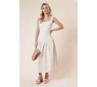 Dorothy Perkins Women's Petite Dropped Waist Strappy Midi Dress in Stone | Size: 16