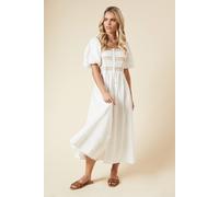 Dorothy Perkins Women's Petite Embroidered Bust Button through Poplin Midi Dress in Rust | Size: 14 Dorothy Perkins Rust 14