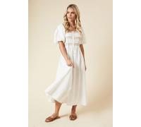Dorothy Perkins Women's Petite Embroidered Bust Button through Poplin Midi Dress in Rust | Size: 14 Dorothy Perkins Rust 14