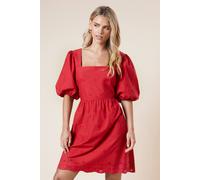 Dorothy Perkins Women's Petite Embroidered Square Neck Mini dress in Red | Size: 6