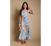 Dorothy Perkins Women's Petite Floral Sleeveless Drawstring Waist Tiered Maxi Dress | Size: 12