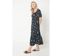 Dorothy Perkins Petite Floral Square Neck Tiered Jersey Midi Dress, 10, Floral