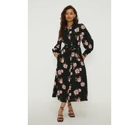 Petite Floral Tie Waist Midi Shirt Dress Dorothy Perkins Floral 16