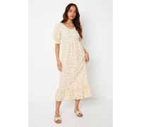Dorothy Perkins Women's Petite Ivory Ditsy Tiered Jersey Midi Dress | Size: 8 Dorothy Perkins Ivory 8