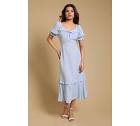 Dorothy Perkins Women's Petite Lace Trim Collar Detail Midi Dress in Blue | Size: 8