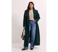 Womens Petite Maxi Length Double Breasted Coat Dark Green 16